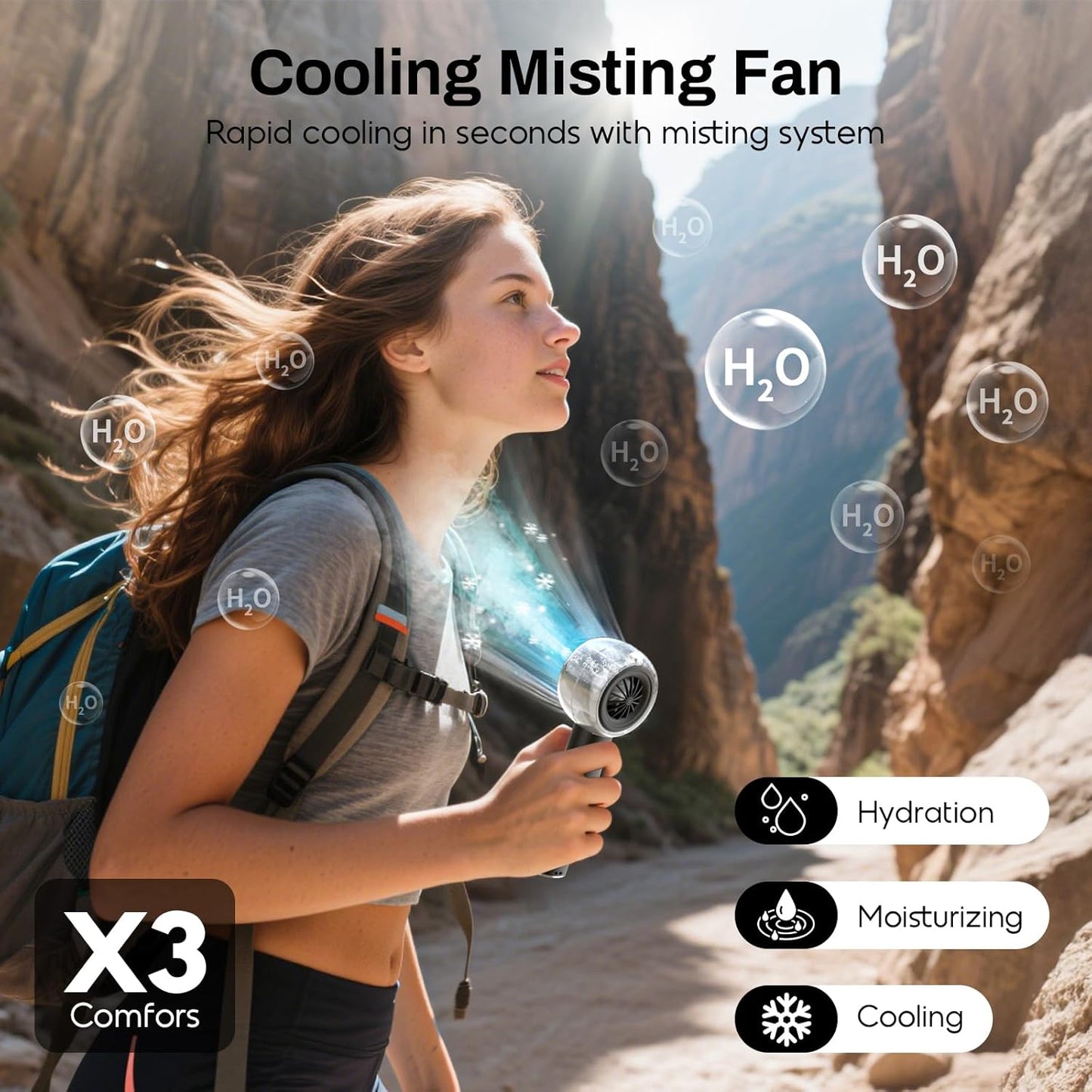Mini Portable Handheld Fan Powerful Turbo Motor Personal Fans with 4 Strong Wind Cooling Gadgets for Travel. Camping. Beach. Outdoor. Gifts