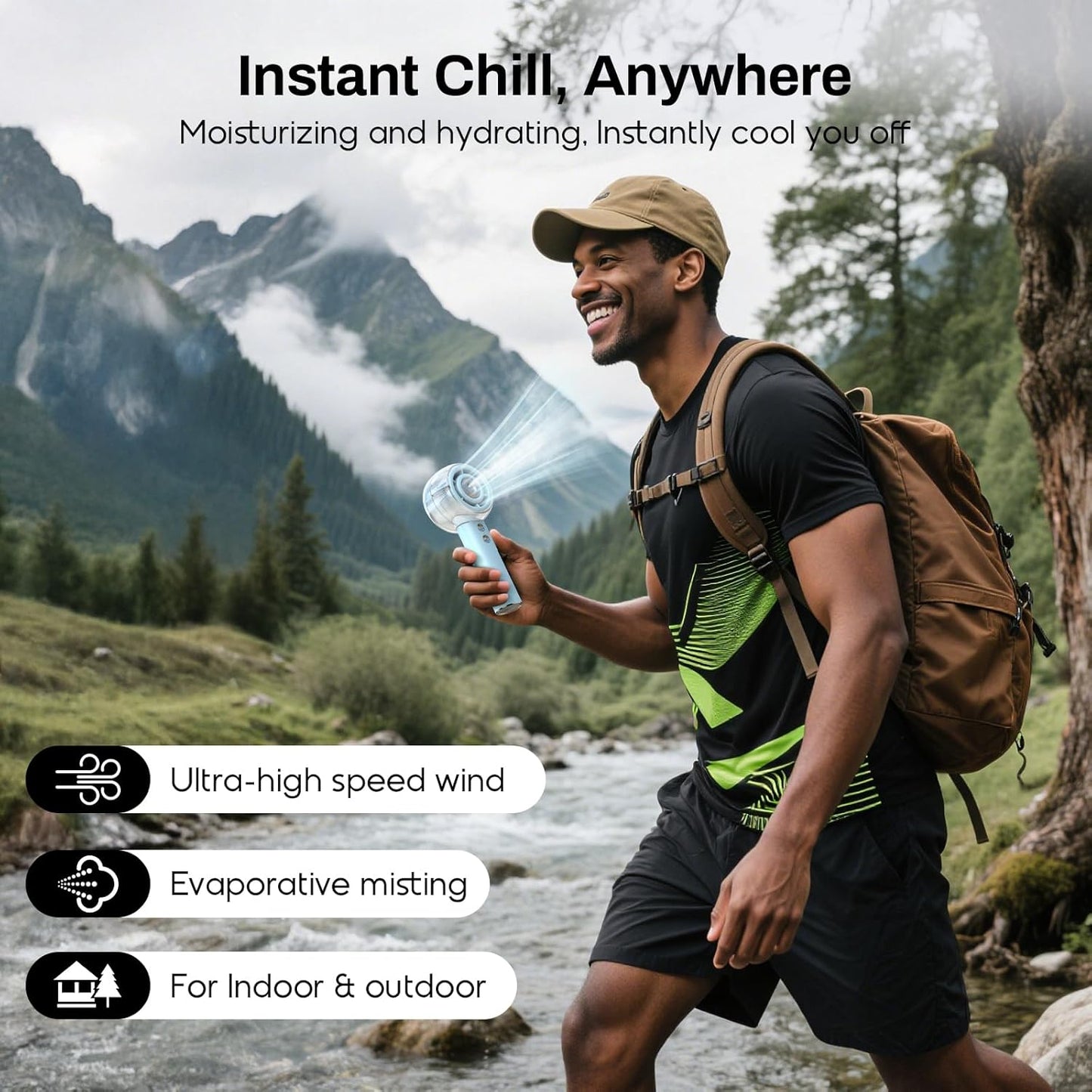 Mini Portable Handheld Fan Powerful Turbo Motor Personal Fans with 4 Strong Wind Cooling Gadgets for Travel. Camping. Beach. Outdoor. Gifts