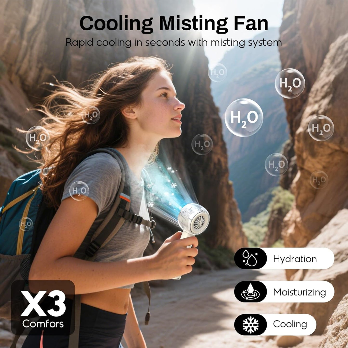 Mini Portable Handheld Fan Powerful Turbo Motor Personal Fans with 4 Strong Wind Cooling Gadgets for Travel. Camping. Beach. Outdoor. Gifts