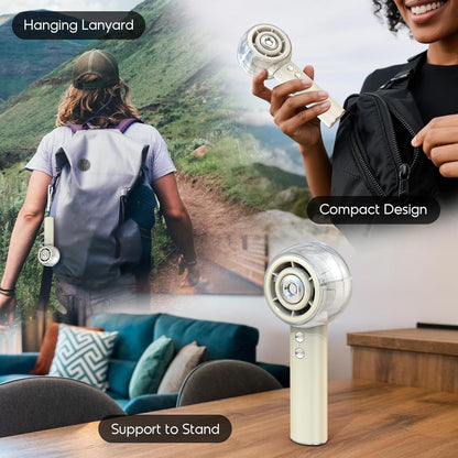 Mini Portable Handheld Fan Powerful Turbo Motor Personal Fans with 4 Strong Wind Cooling Gadgets for Travel. Camping. Beach. Outdoor. Gifts