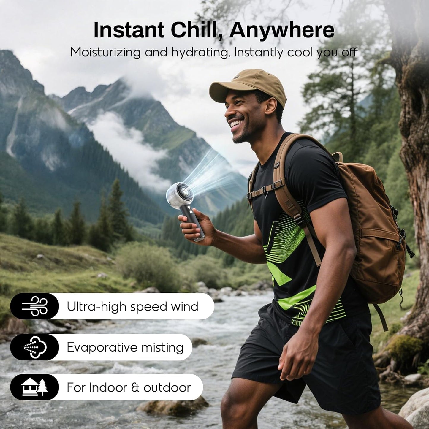 Mini Portable Handheld Fan Powerful Turbo Motor Personal Fans with 4 Strong Wind Cooling Gadgets for Travel. Camping. Beach. Outdoor. Gifts