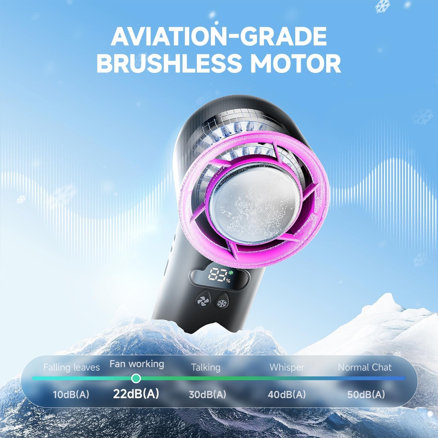 24H Max Cooling Time Portable Cooler Handheld Fan Coldest Turbo Hand Fan Collapsible Mini Small for Travel, Office