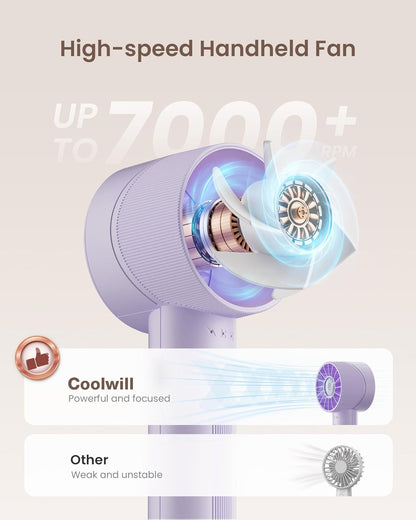 Mini Portable Handheld Turbo Fan 4 Speed High Velocity Personal Cooling Device Purse Travel Essential for Vacation/Beach/Trip