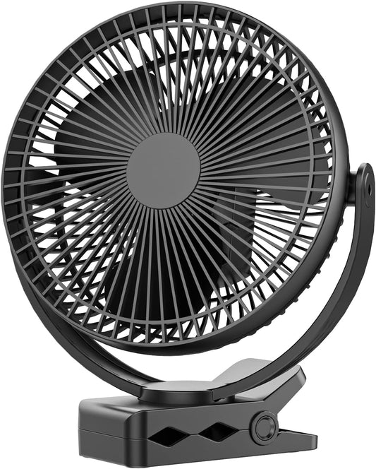10000mAh Clip on Fan Small Desk Fan Battery Powered Fan 360° Rotation Personal Fan Suitable for Golf Cart, Bedroom, Travel and Camping